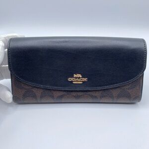 Coach Singnature Long Wallet Calf Leather
